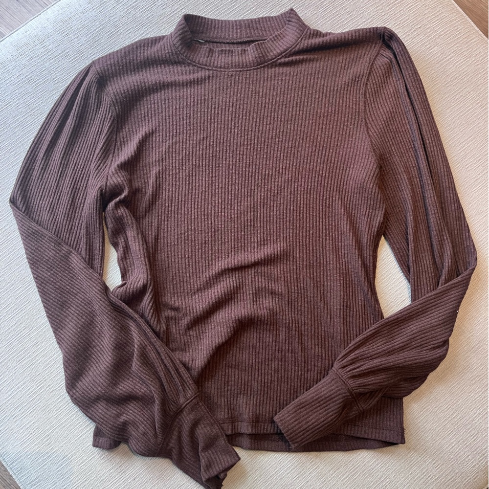 Abercrombie Brown Mock Neck Top - Size Large